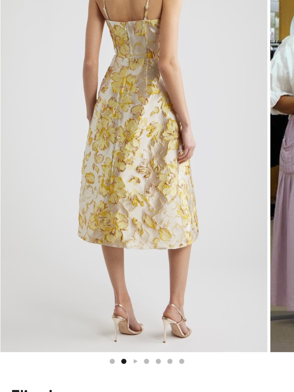 Eliza J Gold Floral Jacquard Midi Dress - Picture 3 of 3